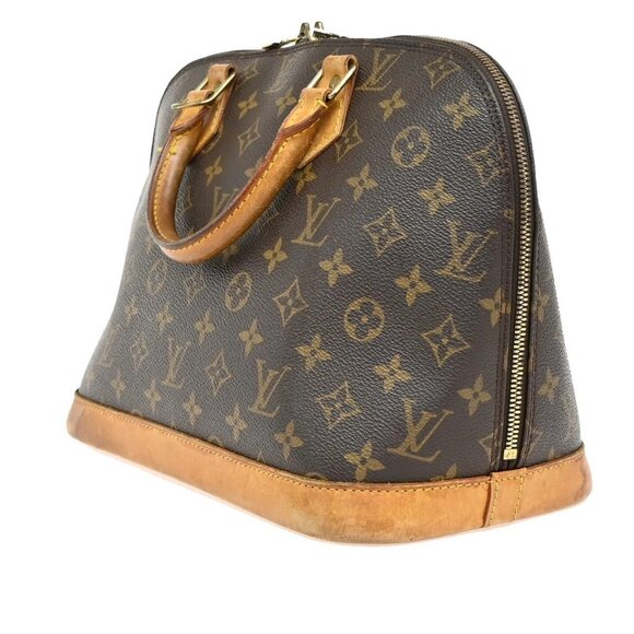 LOUIS VUITTON LV Logo Alma Hand Bag Monogram Leather Brown France M51130 31EE812 - Picture 2 of 16